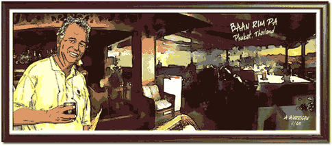ban rim pa restaurant with tom mcnamara. watercolor by hugh harrison illustration and design.