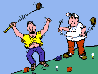 golfers. cartoon by hugh harrison illustration and design.